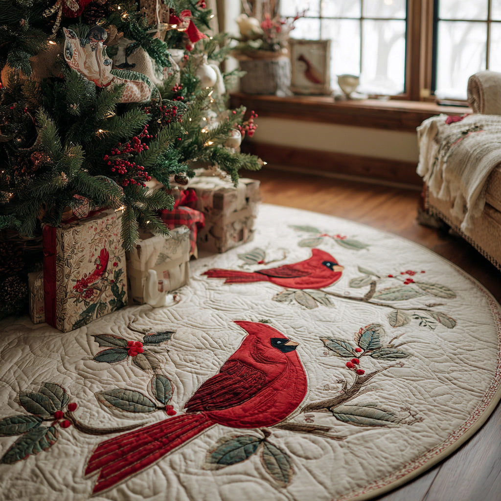 Christmas Cardinal Quilted Christmas Tree Skirt Xmas Indoor Decorations Unique Cardinal Gift Ideas