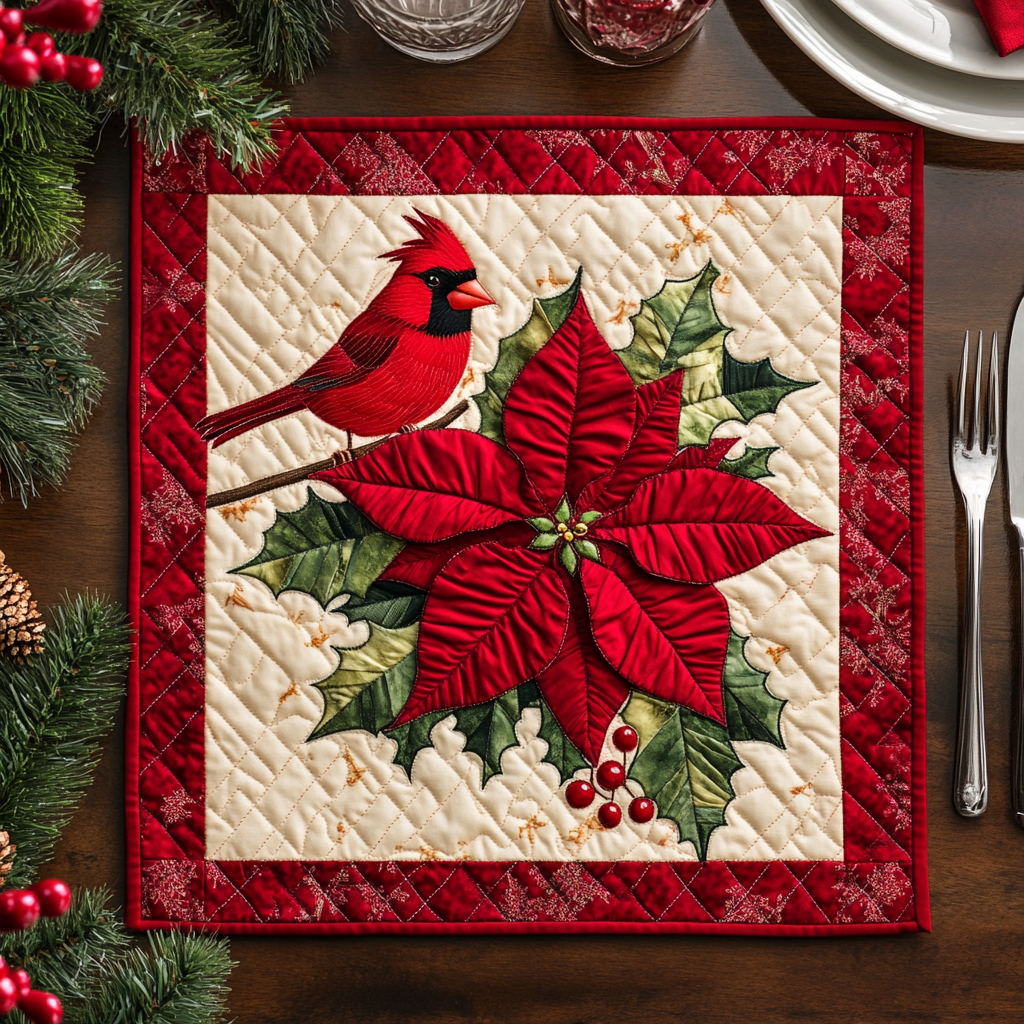 Christmas Cardinal Quilted Placemat Modern Placemats Great Gifts For Mom
