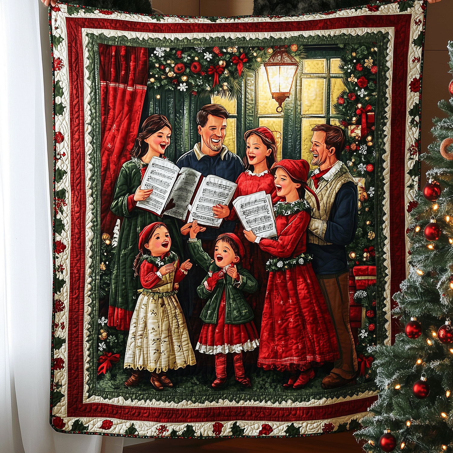 Christmas Caroling Joy Quilted Blanket Cute Christmas Blankets