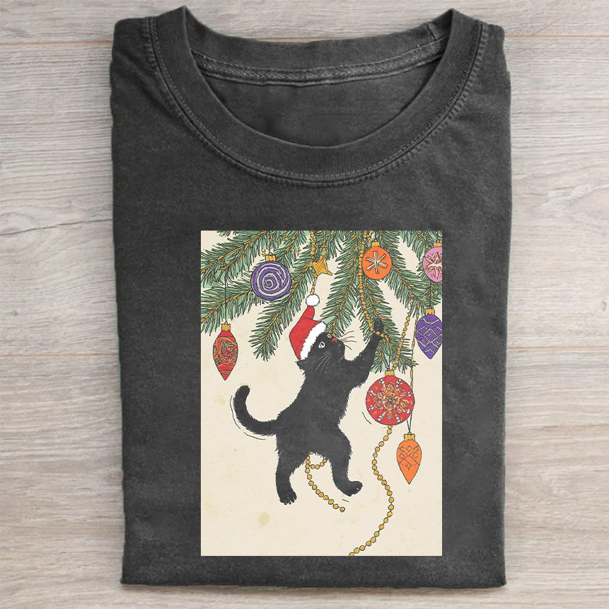 Christmas Cat Ornament Graphic T-Shirt Holiday Cat Merch Best Gift For Christmas Lovers