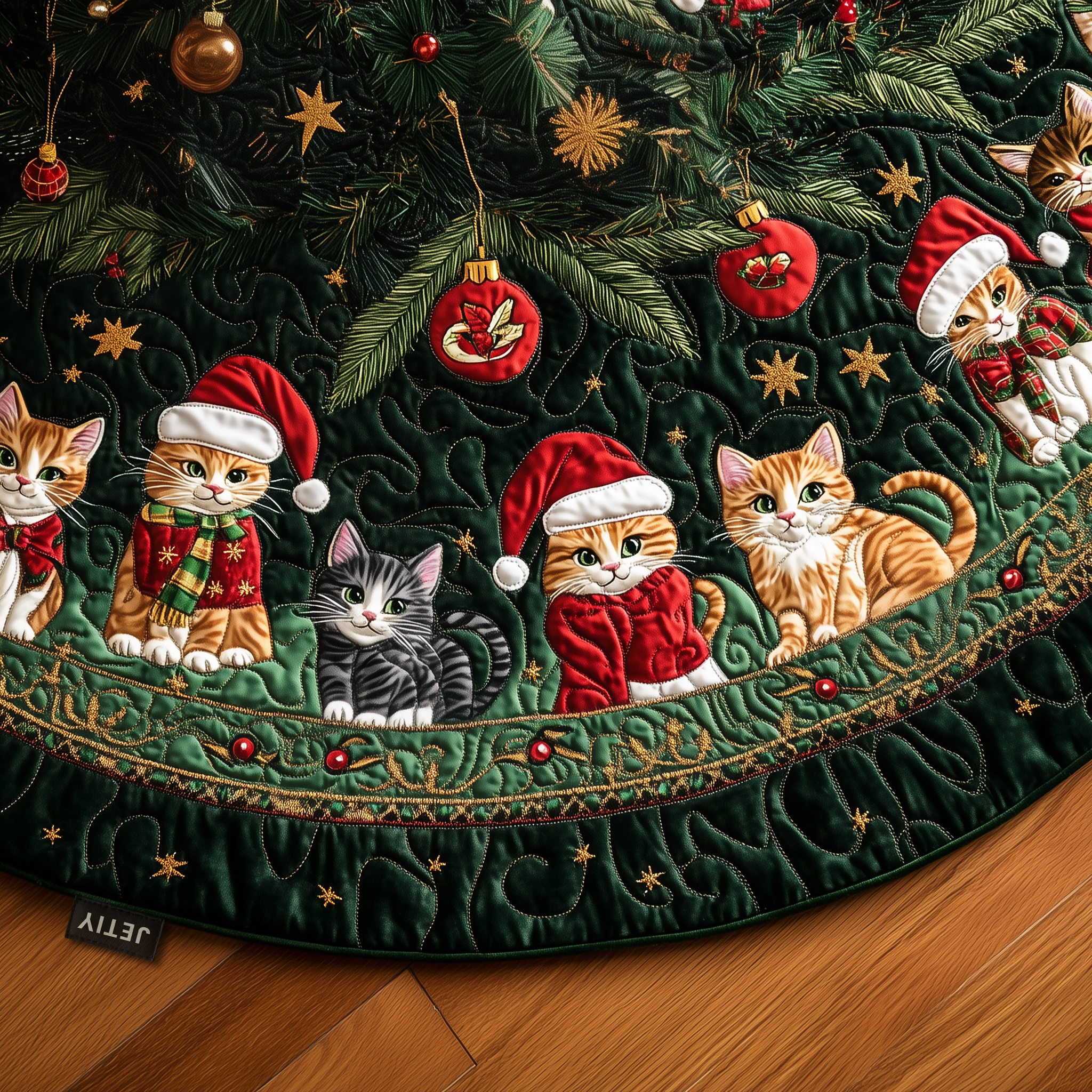 Christmas Cat Quilted Tree Skirt Merch For Him