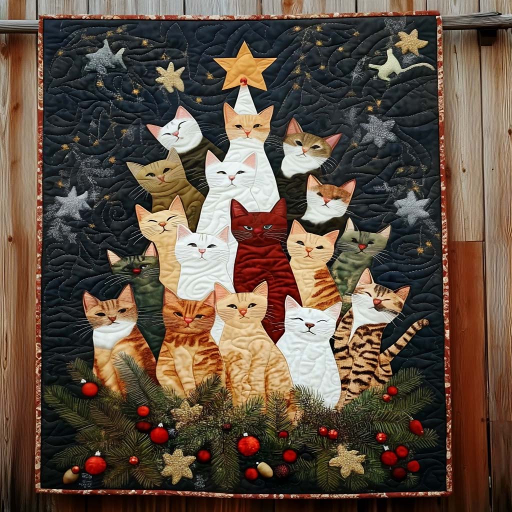 Christmas Cats Quilted Blanket Christmas Presents For Cat Lovers