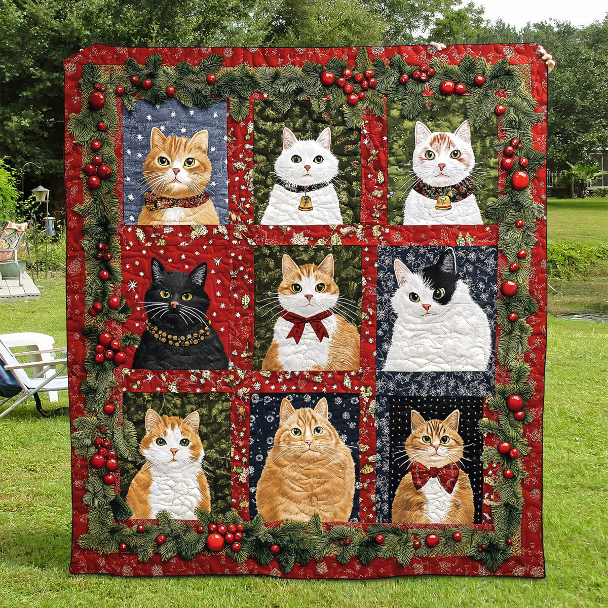 Christmas Cats Quilted Blanket Christmas Presents For Cat Lovers