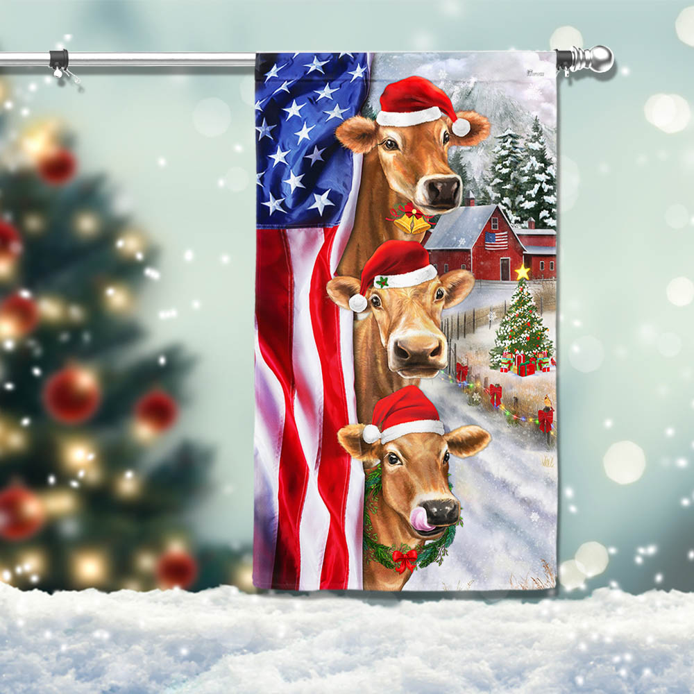 Christmas Cattle Cow American Flag