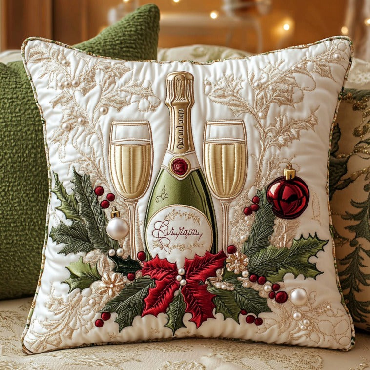Christmas Champagne Quilt Pillow Case Meaningful Home Pillow Gift to Show You Care