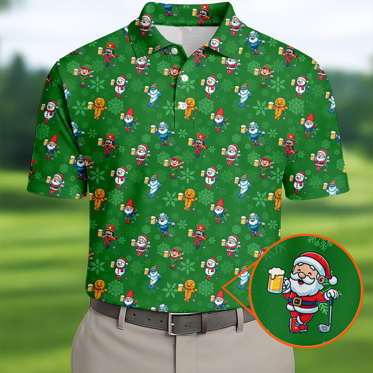 Christmas Characters Golf And Beer Polo Shirt Best Golf Shirt Cool Present For Father