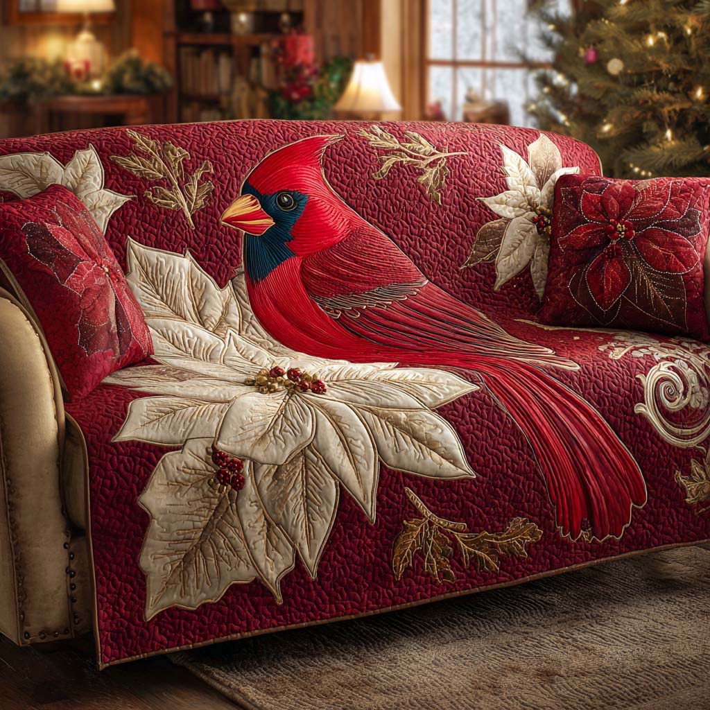 Christmas Charm Quilted Sofa Cover Christmas Sofa Cover Gifts For Cardinal Lovers