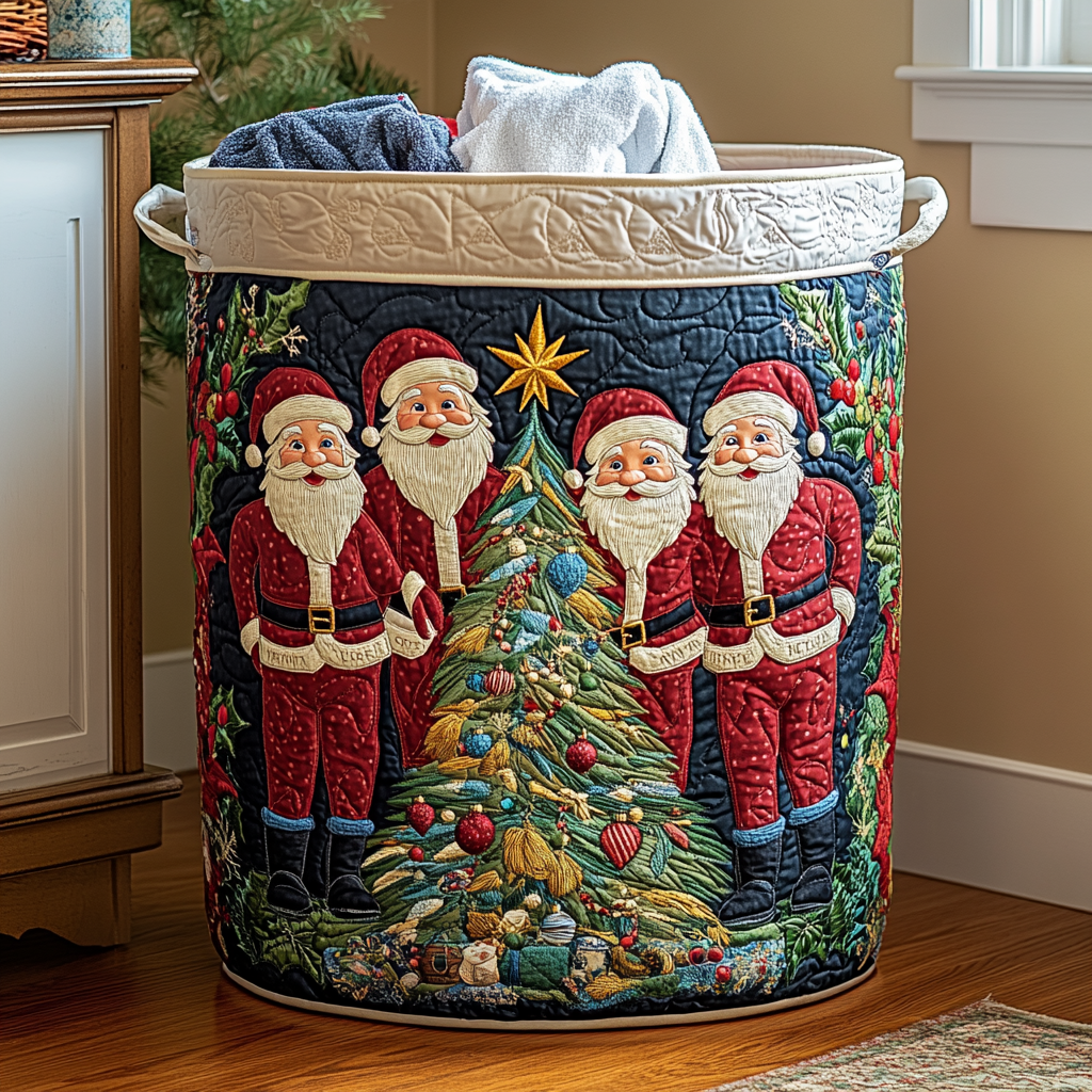 Christmas Cheer Quilted Laundry Basket Perfect Gift For Your House