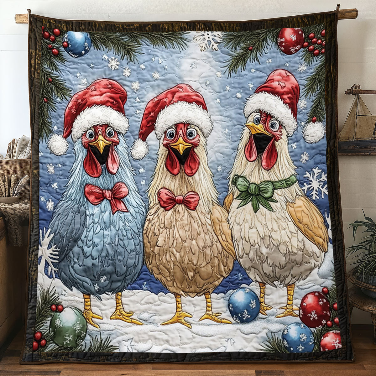 Christmas Chicken Dream Quilt Blanket Christmas Blanket Christmas Chicken Novelty Gifts