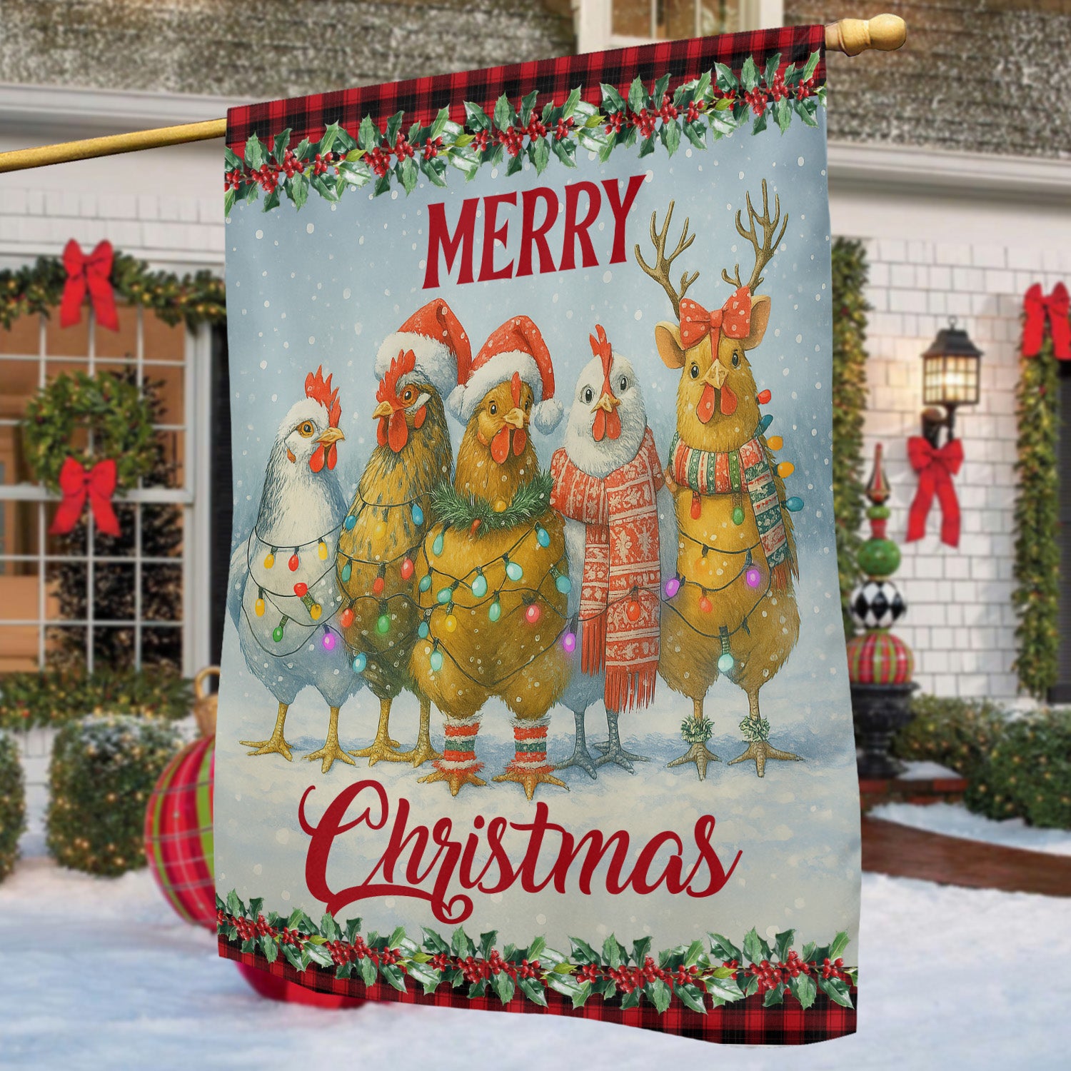 Christmas Chicken Garden Flag Merry Christmas Yard Flag Xmas Gifts For Chicken Lovers