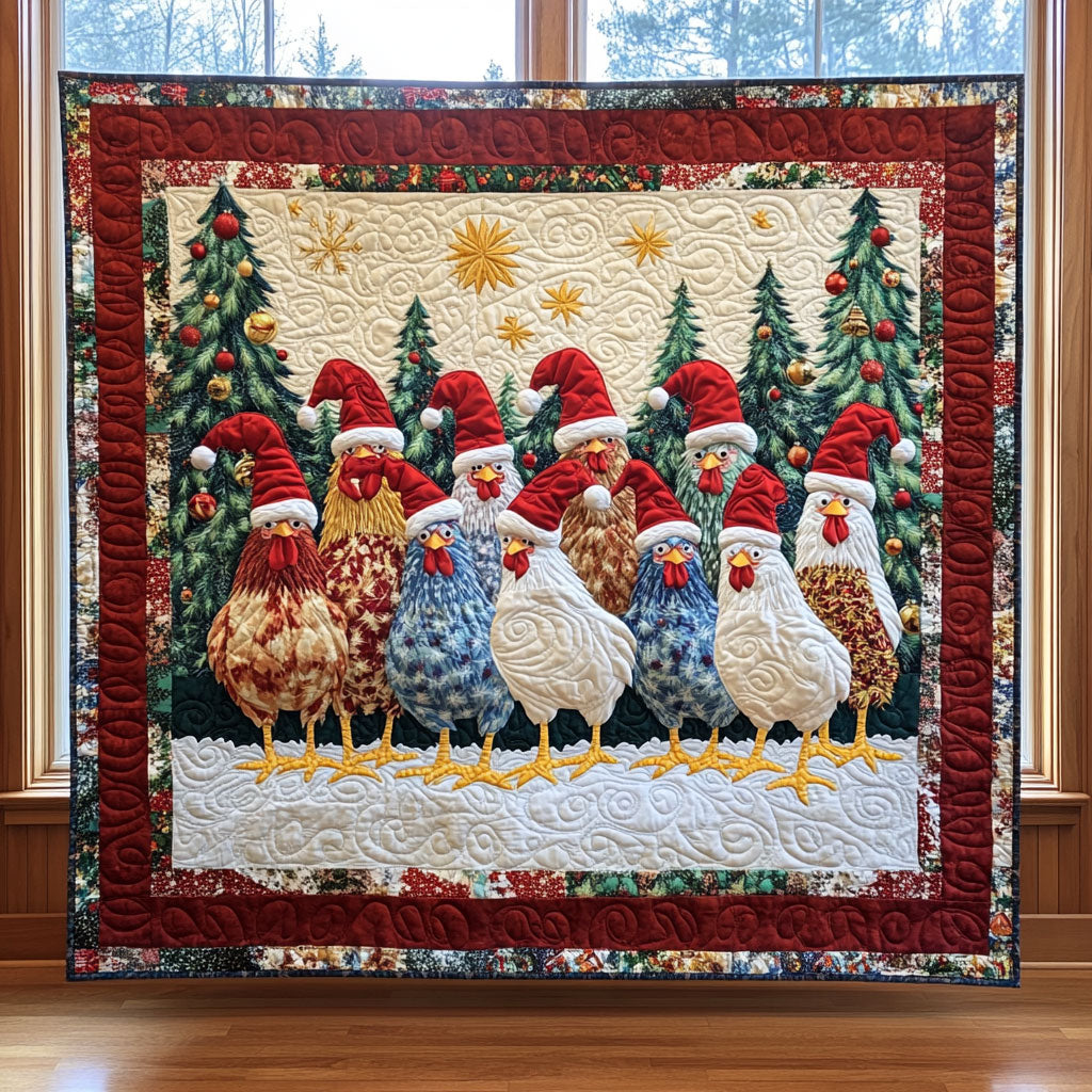 Christmas Chicken Quilt Blanket Christmas Throw Blanket Best Gifts For Chicken Lovers