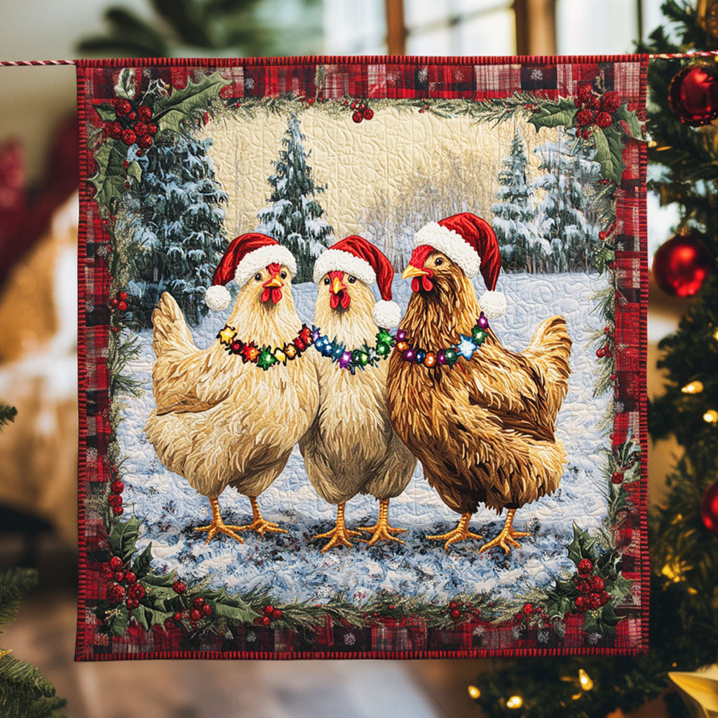 Christmas Chicken Snow Quilt Blanket Christmas Blanket Christmas Presents For Chicken Lovers