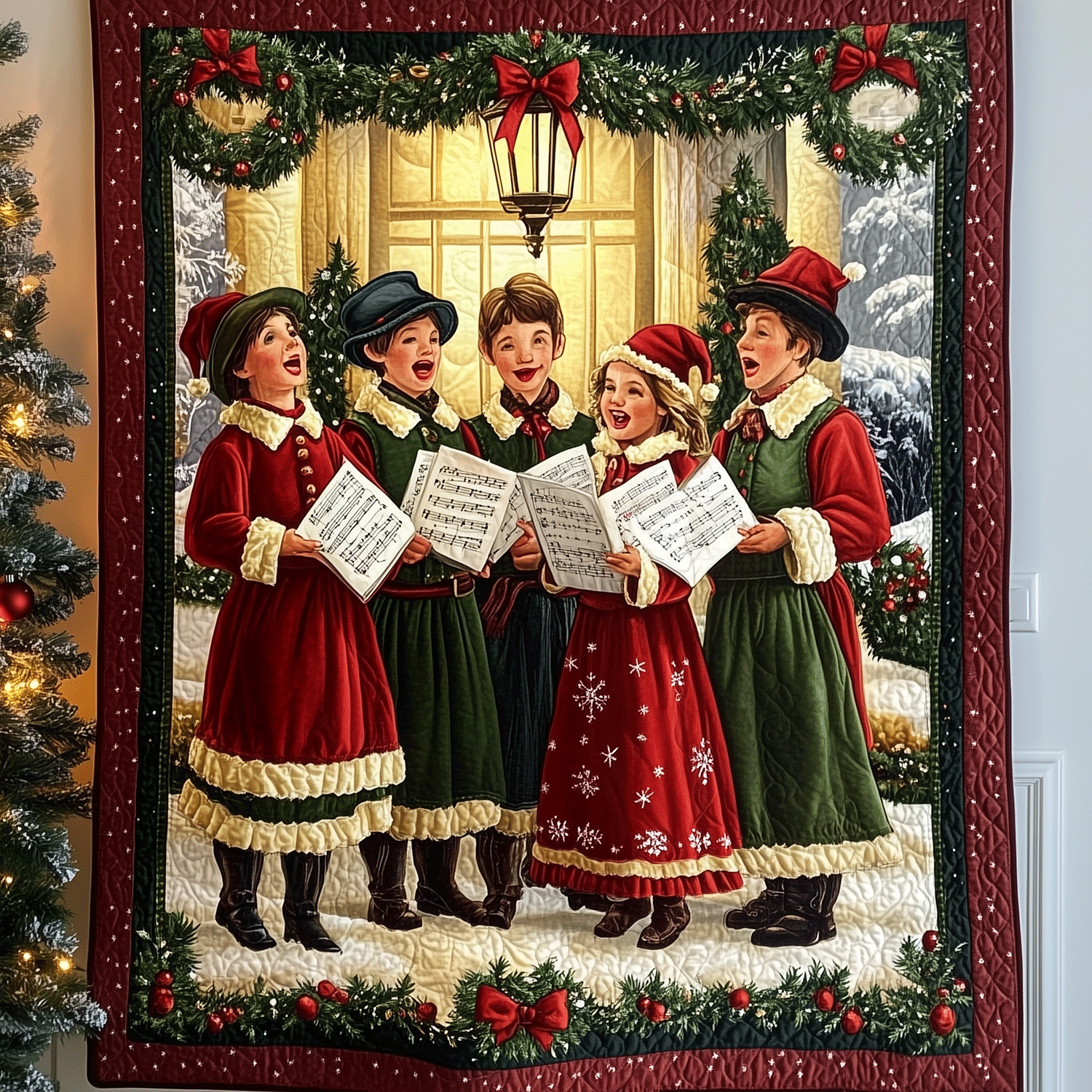 Christmas Choir Cheer Quilted Blanket Cute Christmas Blankets