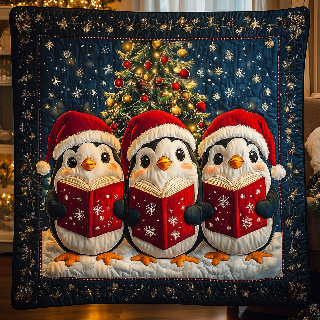Christmas Choir Penguins Quilt Warm and Stylish Quilt Blanket for Winter Nights
