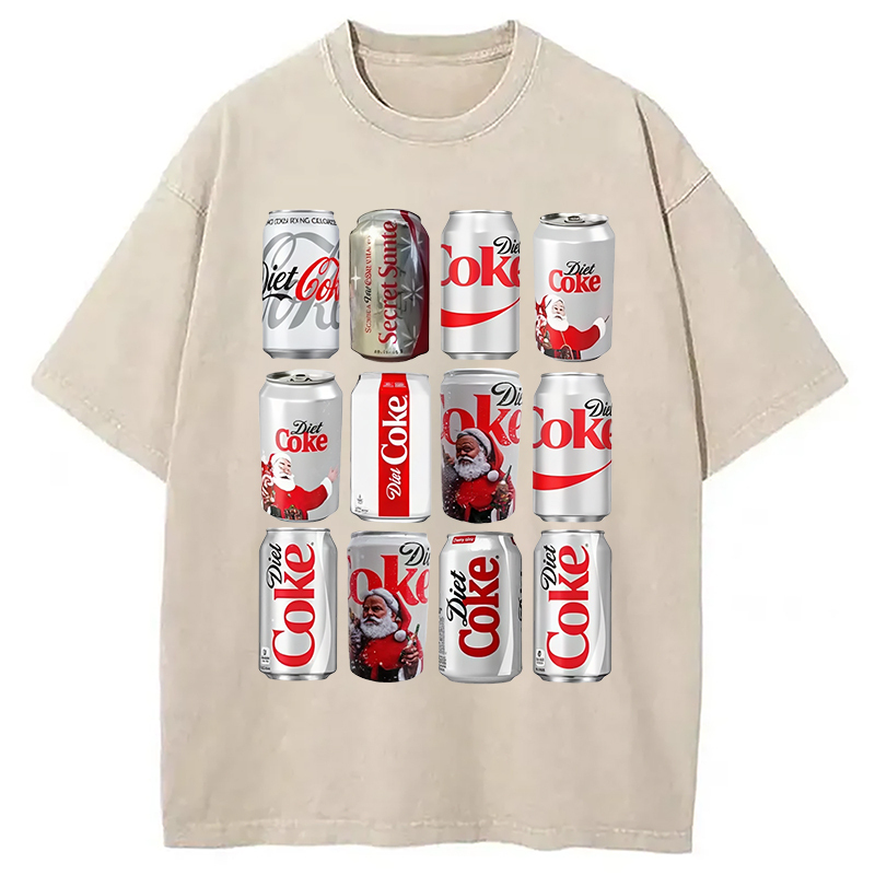 Christmas Coca Cola Washed T-Shirt Funny Aesthetic Trendy Apparel Gifts For Her