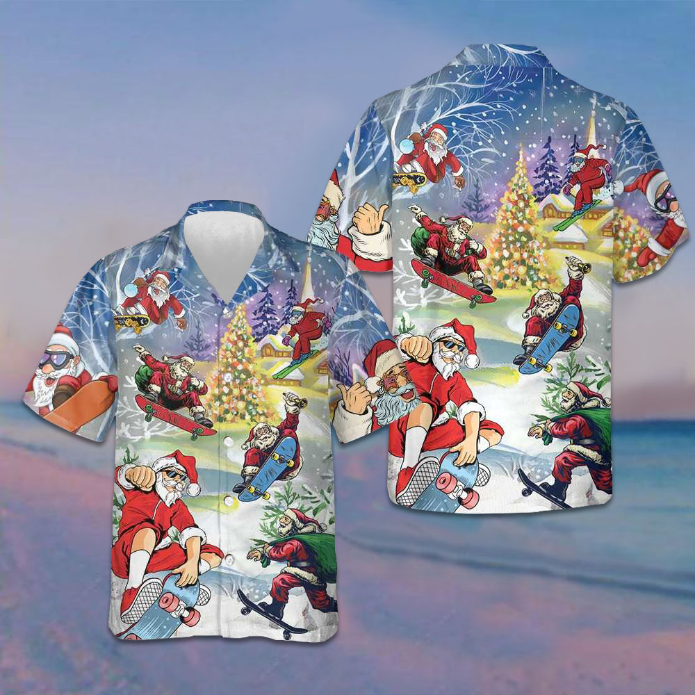 Christmas Come On Skateboard With Santa Hawaiian Shirt Funny Xmas Santa Claus Shirt Gift Christmas Come On Skateboard With Santa Hawaiian Shirt Funny Xmas Santa Claus Shirt Gift