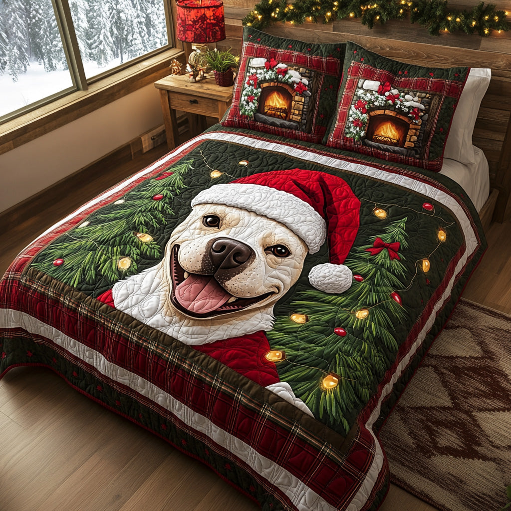 Christmas Companion Quilted Bedding Set Cozy Bedroom Decor Good Gifts For Dog Owners