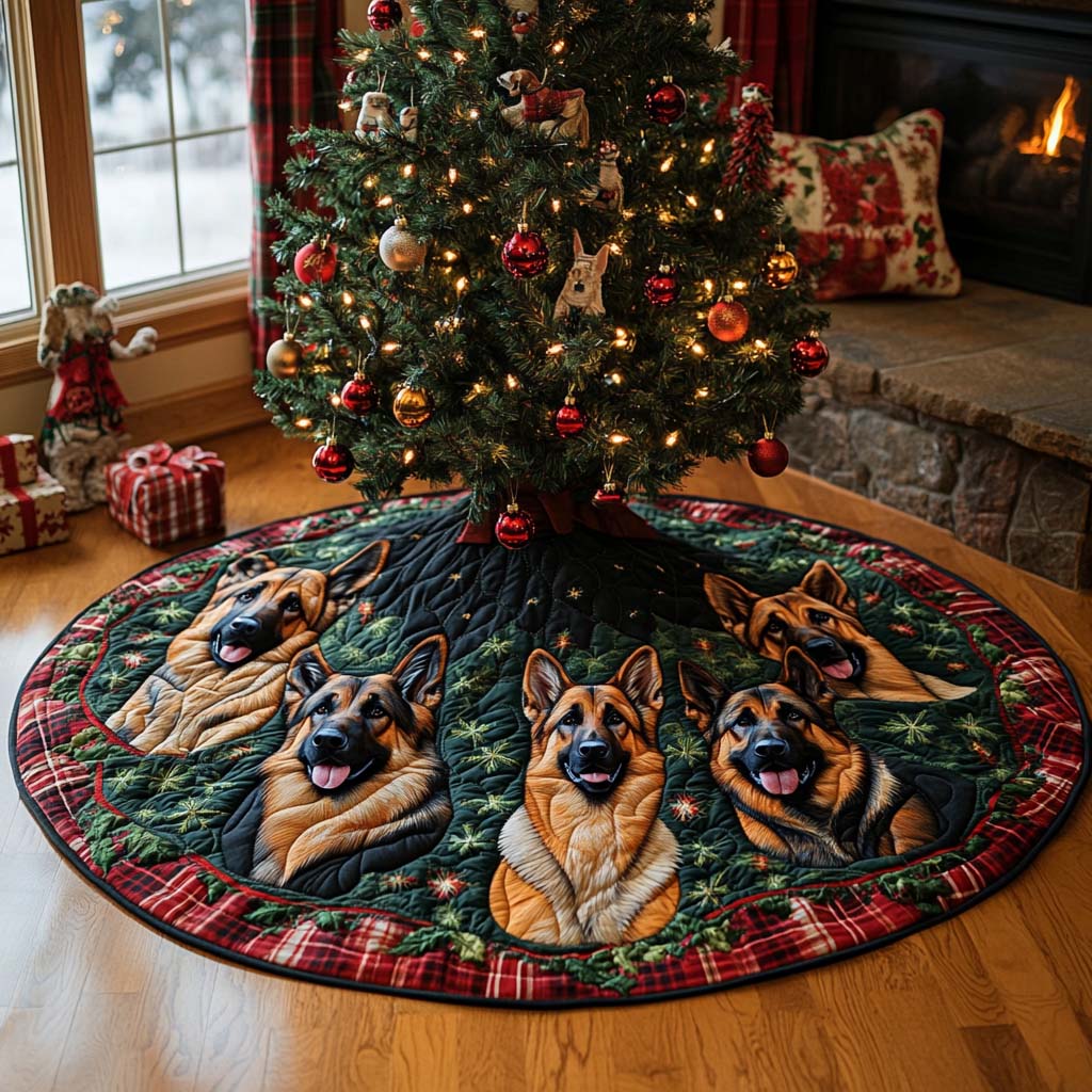 Christmas Companion Quilted Christmas Tree Skirt Xmas Tree Decor German Shepherd Dad Gifts