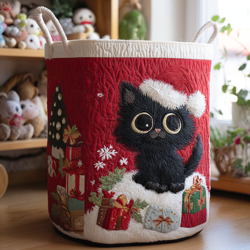 Christmas Companions Quilted Laundry Basket Portable Quilted Hamper for Easy Carrying and Storage