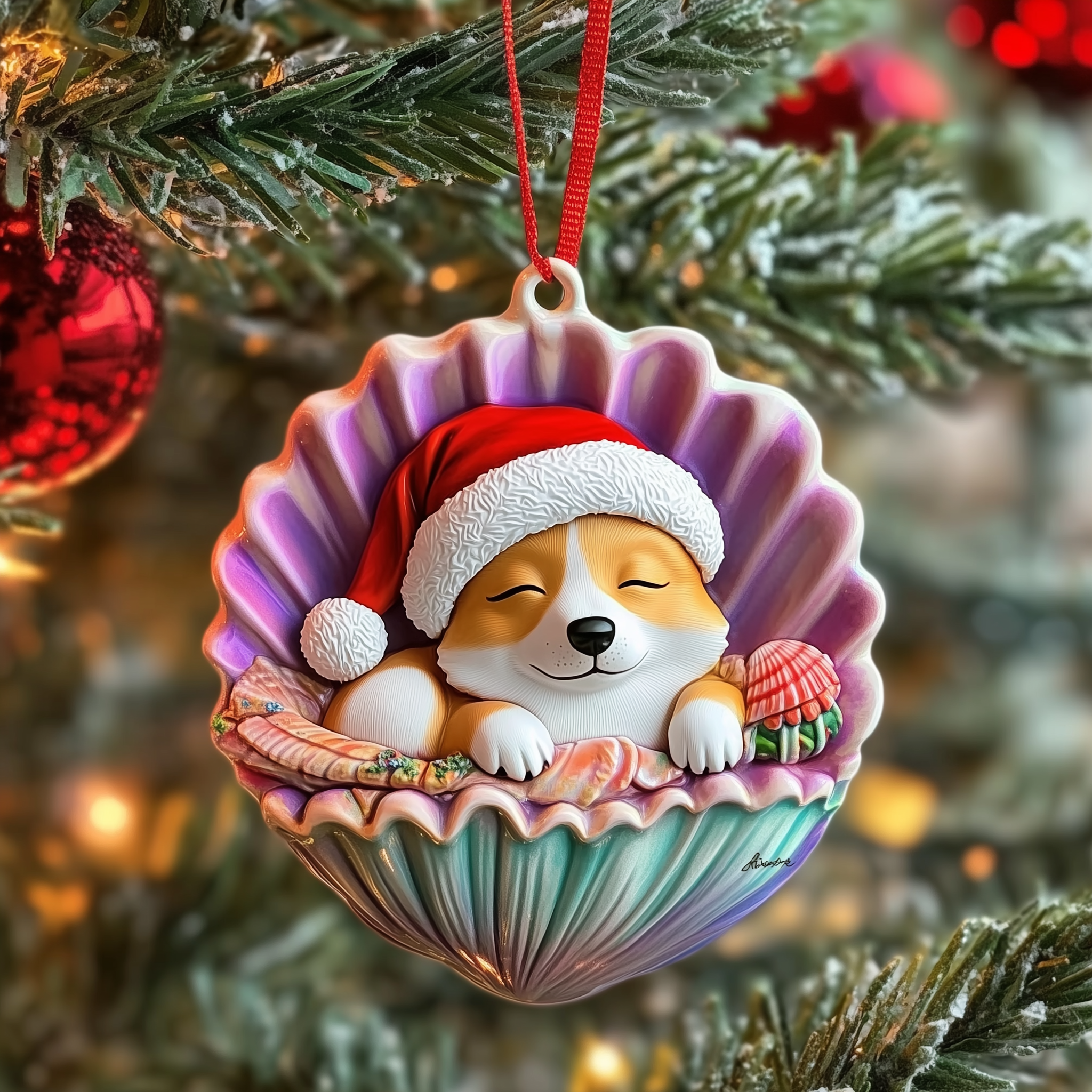Christmas Corgi Acrylic Ornament Housewarming Ornament Gift