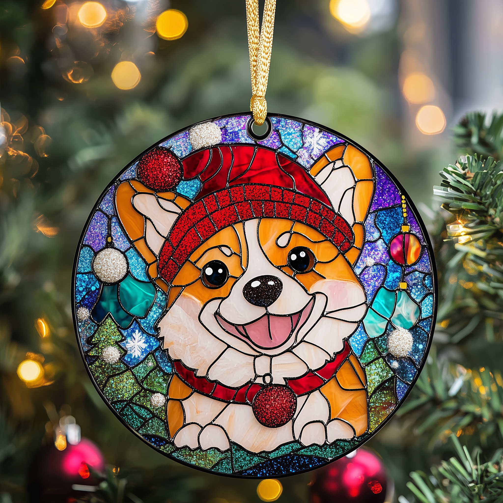 Christmas Corgi Acrylic Suncatcher Ornament Christmas Ornament Decoration