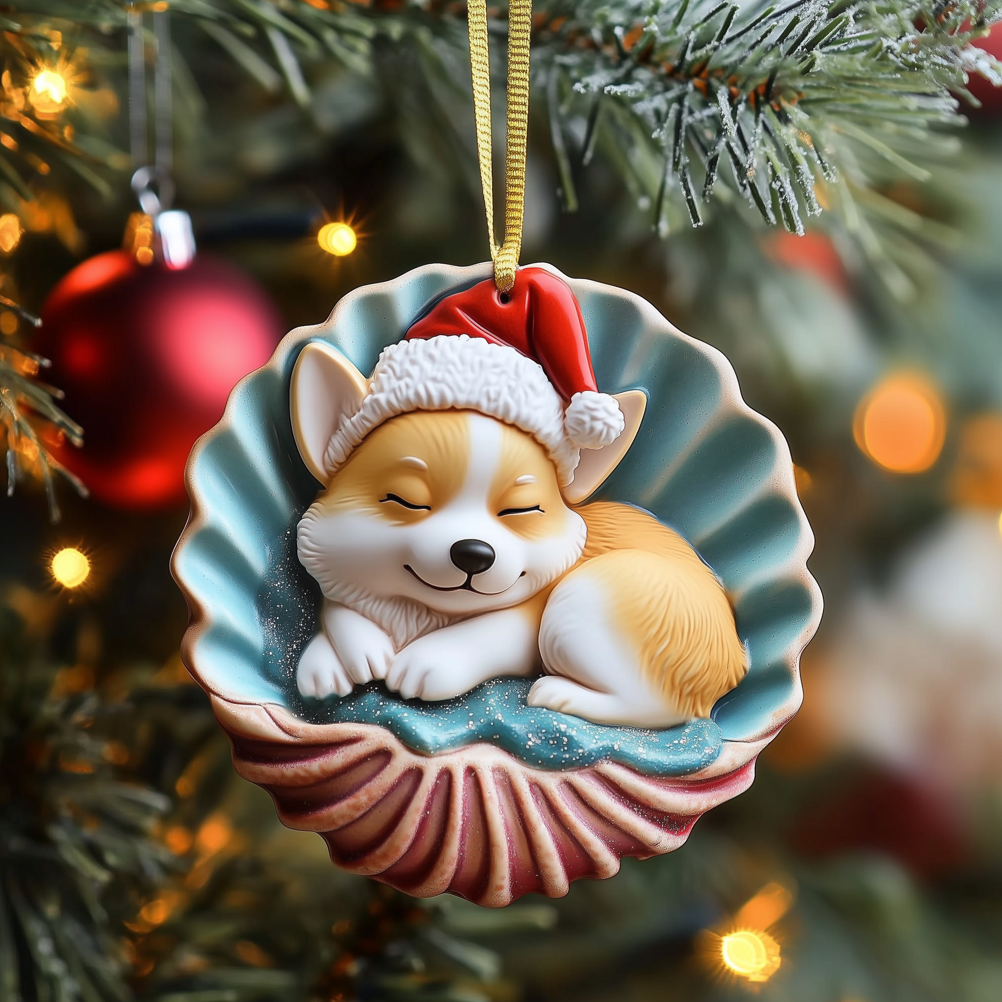 Christmas Corgi Mica Ornament Celebrate Your Family's Story with Custom Ornaments