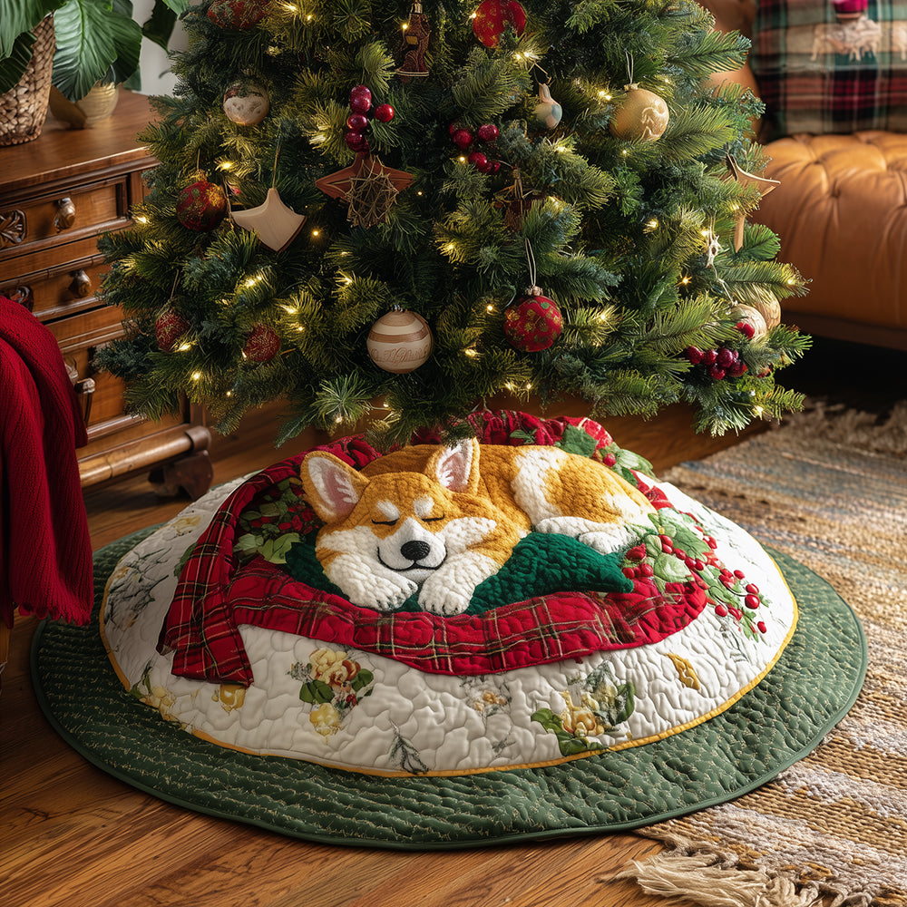 Christmas Corgi Nook Christmas Quilted Tree Skirt Xmas Indoor Decorations Presents For Corgi Lovers