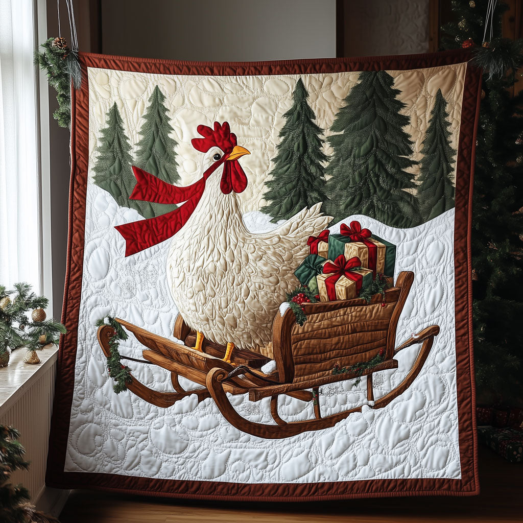 Christmas Courier Rooster Quilt Charming Quilt Blanket Gift for Festive Spirit