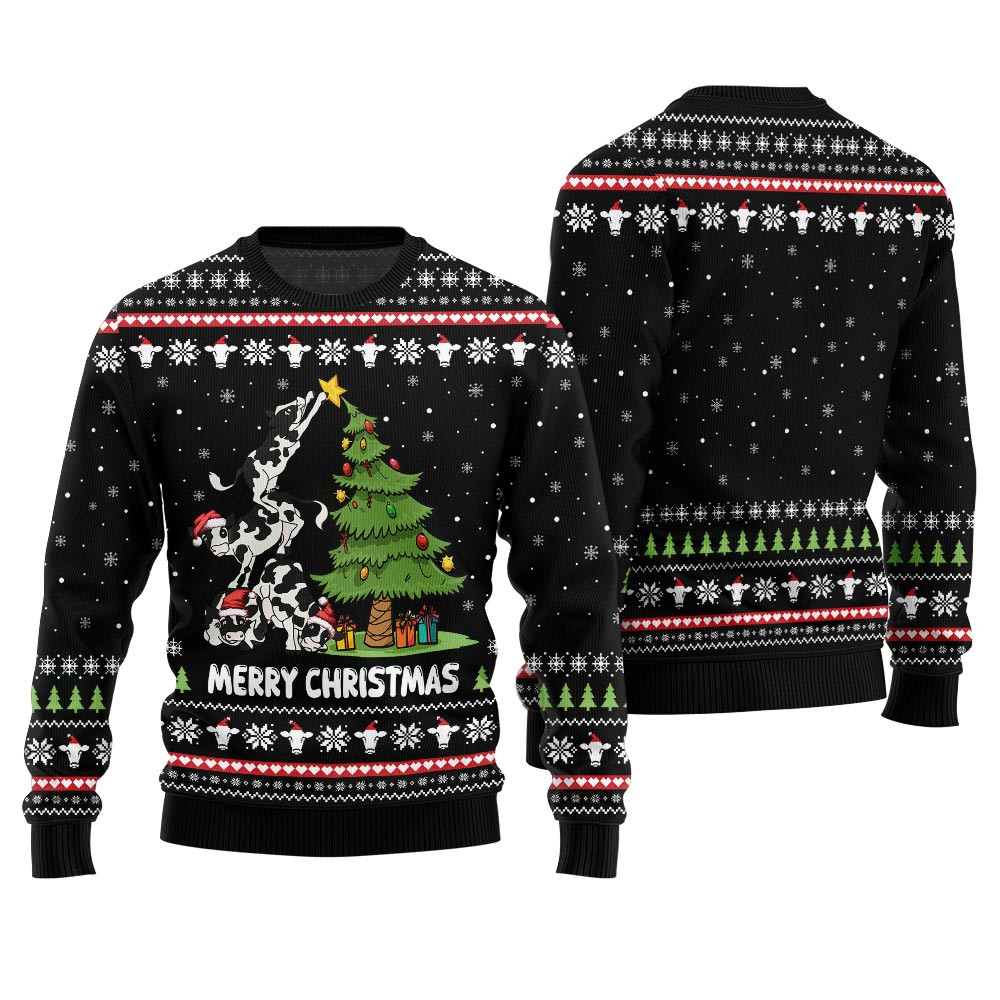 Christmas Cow Funny Ugly Sweater Exclusive Holiday Sweater Merch for Gift Giving