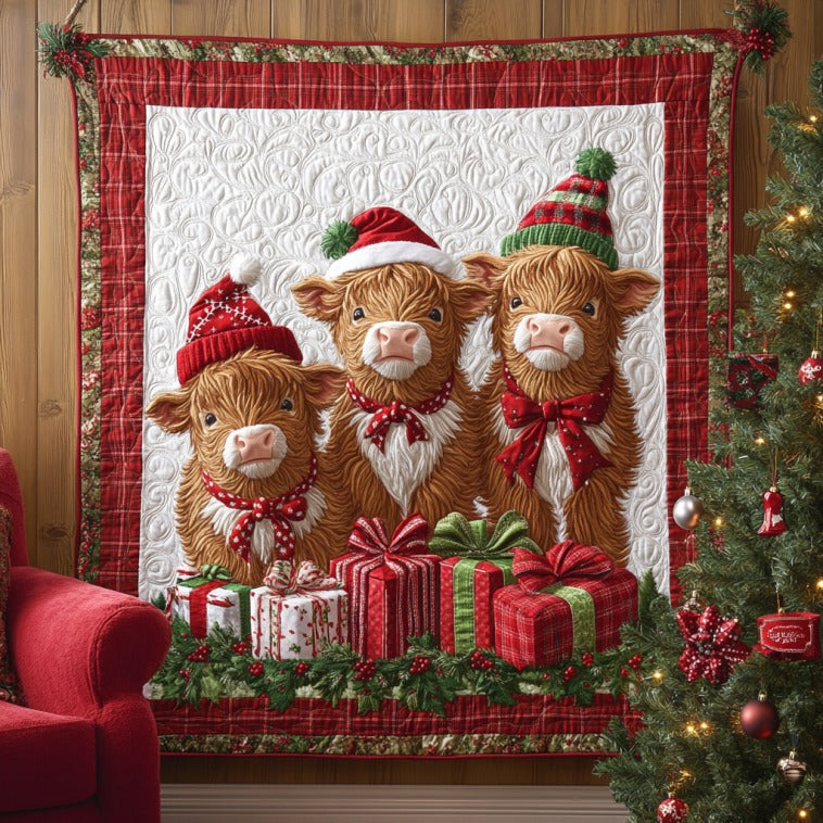 Christmas Cow Quilt Premium Quilt Blanket Gift for Family Gatherings