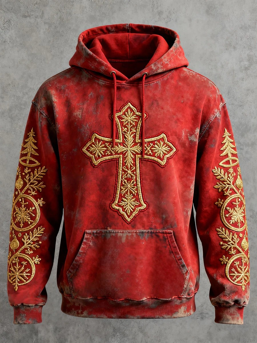 Christmas Cross Graphic Hoodie Men Jesus Shirts Vintage Apparel Best Gift Ideas