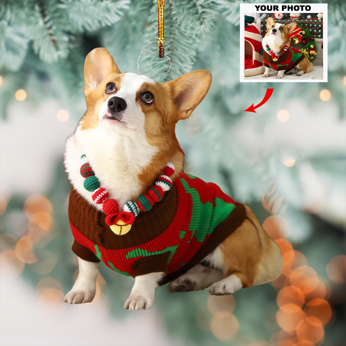 Christmas Cuddles Personalized Photo Mica Ornament Gift For Pet Lovers Pet Owners Family