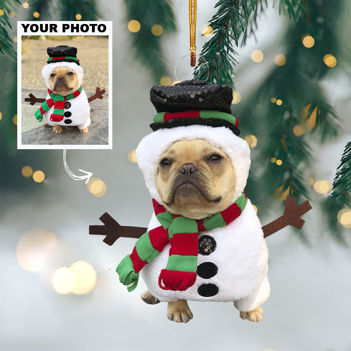 Christmas Cute Dog Customized Dog Photo Ornament Personalized Custom Photo Mica Ornament 2