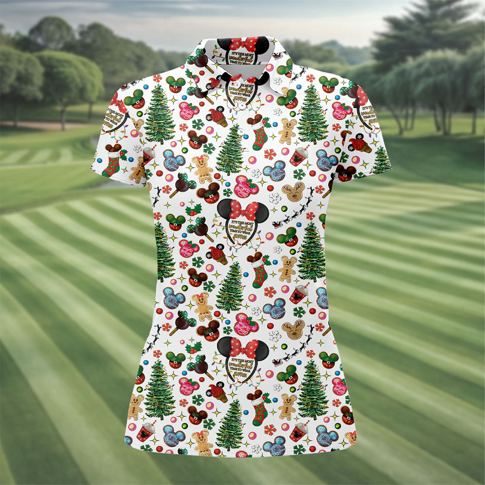 Christmas Cute Pattern Polo Shirt Holiday Wear Golf Shirt Golf Polos For Wife