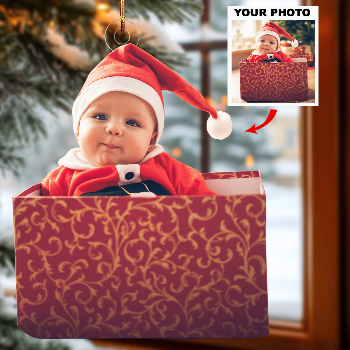 Christmas Cutie Personalized Photo Mica Ornament Christmas Gift For Family Members