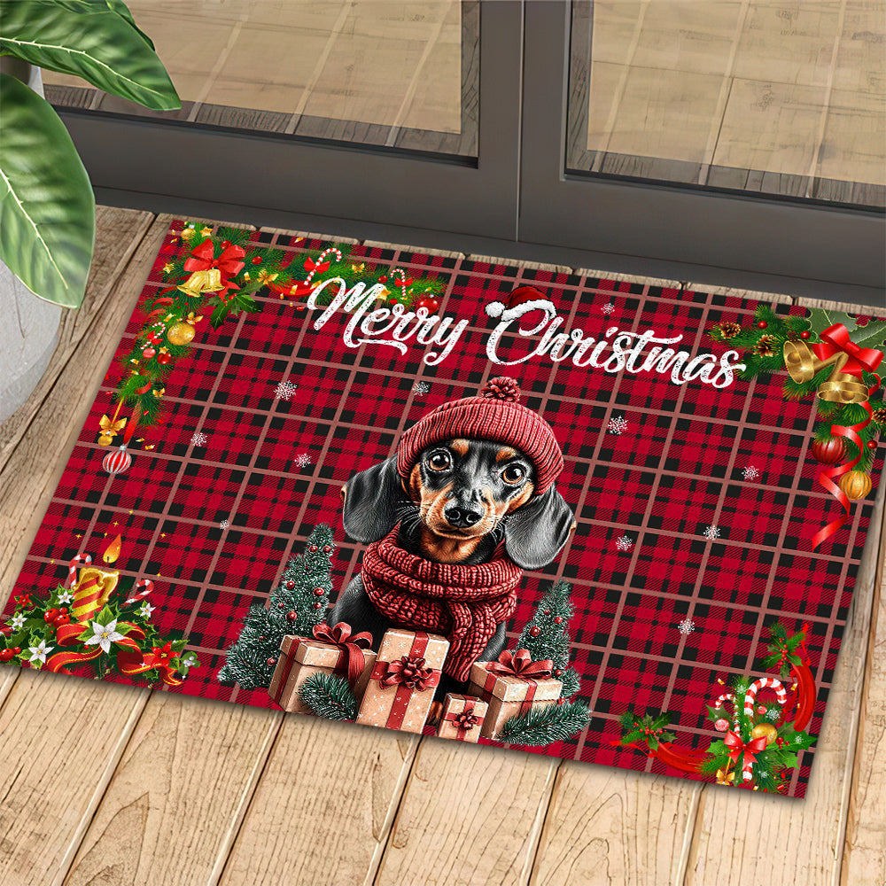 Christmas Dachshund Doormat Merry Christmas Doormat For Home Decor Housewarming Gift Welcome Mat Gift For Dachshund Lovers