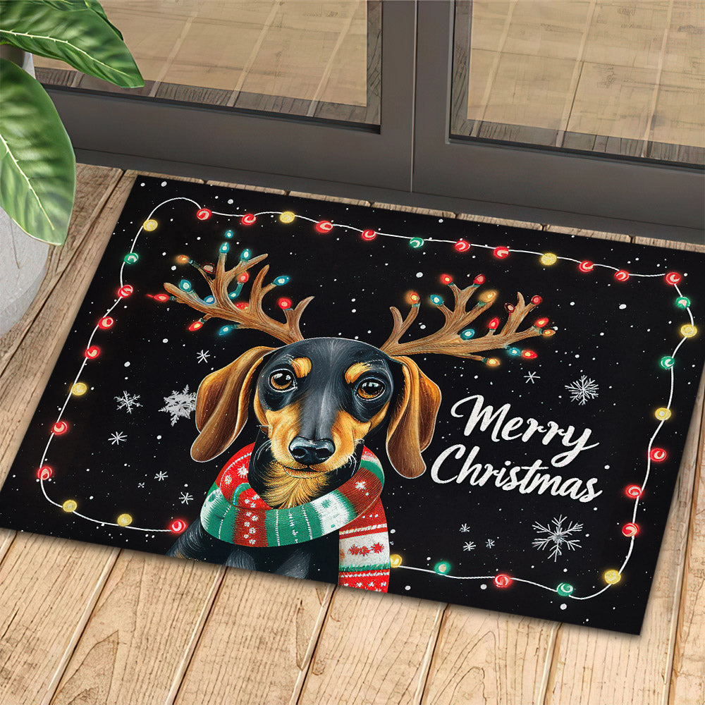 Christmas Dachshund Doormat Merry Christmas Doormat For Home Decor Housewarming Gift Welcome Mat Gift For Dachshund Lovers.1