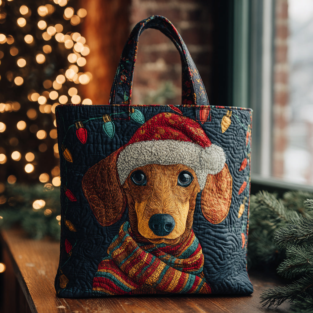 Christmas Dachshund Quilted Tote Bag Dog Inspired Gifts