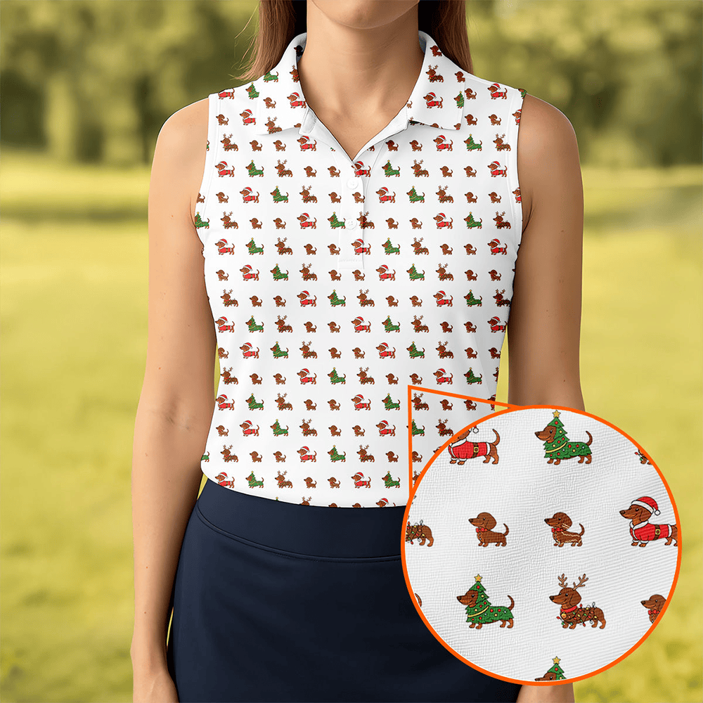 Christmas Dachshund Women S Golf Tops Christmas Golf Shirt Ladies Golf Polos Golfing Apparel