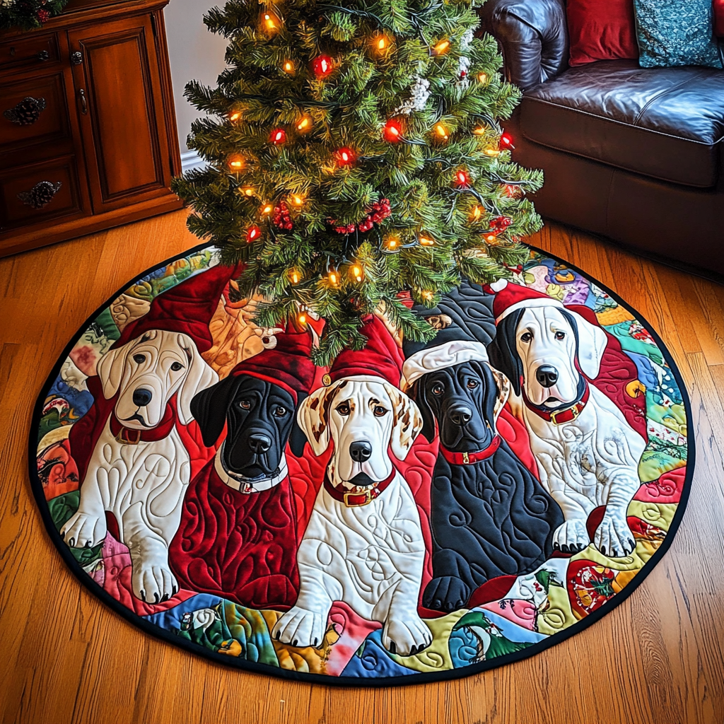 Christmas Dane Parade Christmas Quilted Tree Skirt Charming Tree Skirt for Family Gatherings