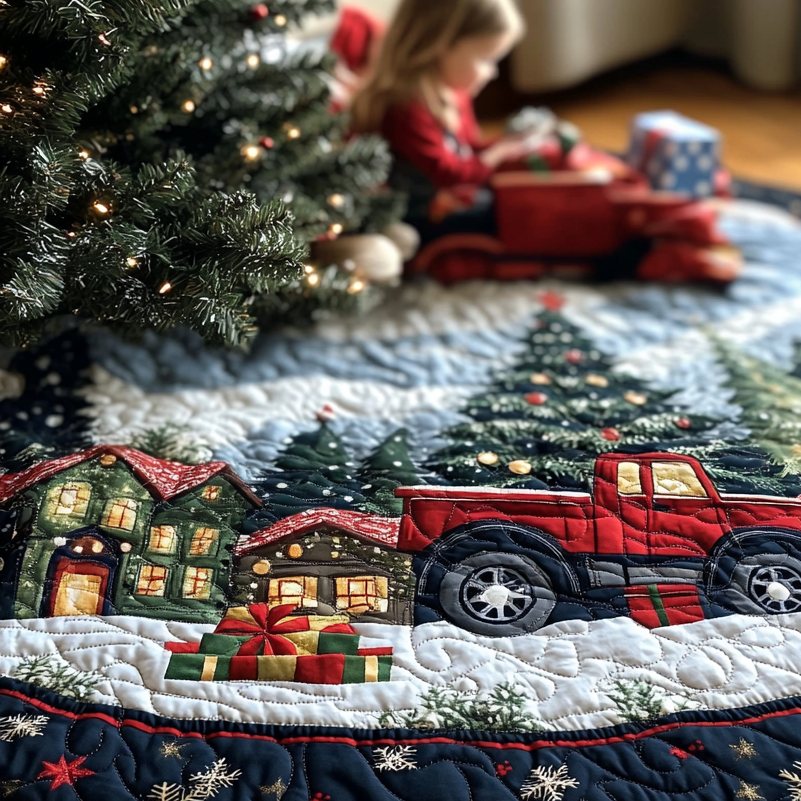 Christmas Delivery Quilted Christmas Tree Skirt Xmas Under Tree Decoration Seasonal Tree Area Decoration