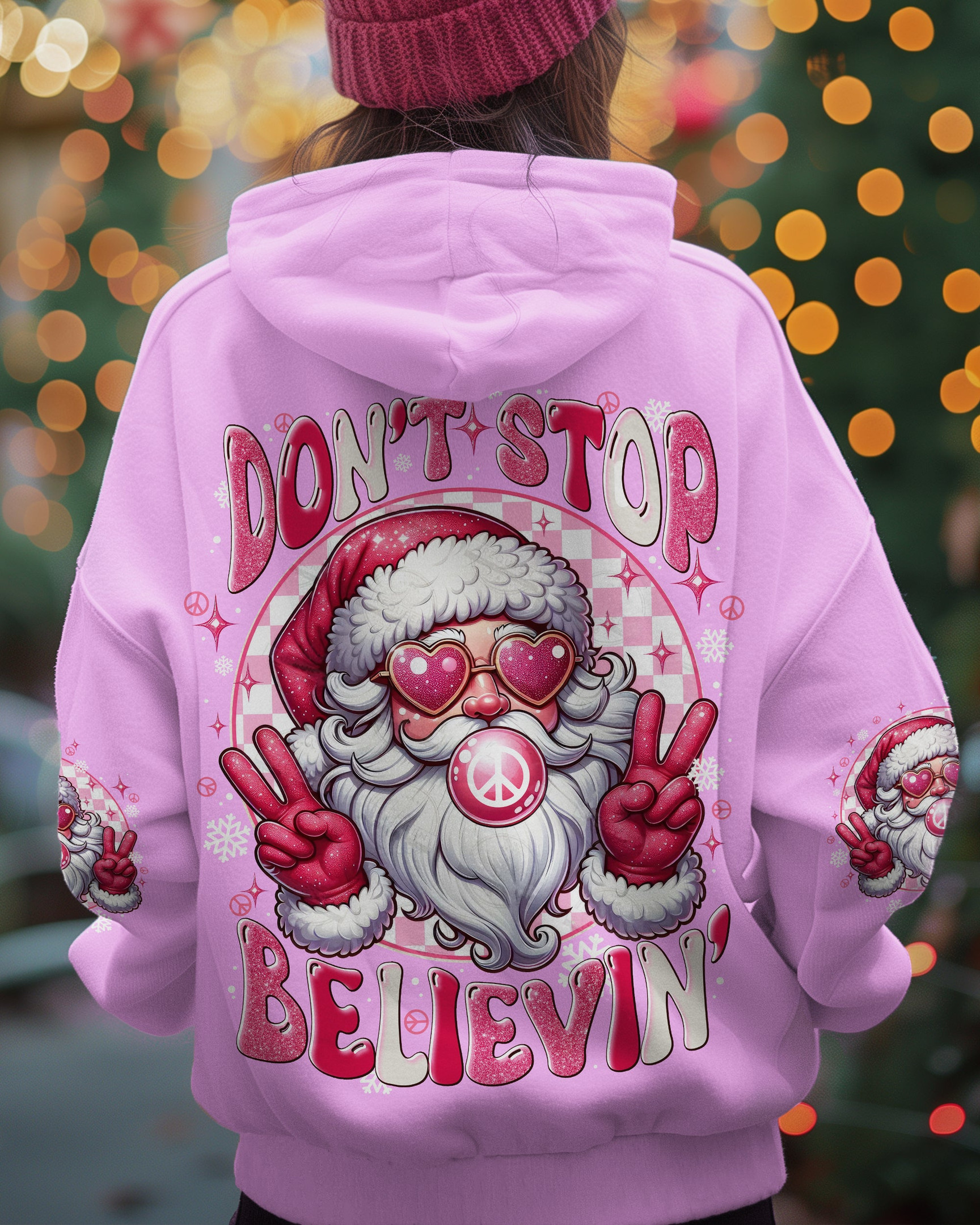 Christmas Don't Stop Believing Hoodie Hippie Clothing Funny Xmas Gifts For Santa Lovers