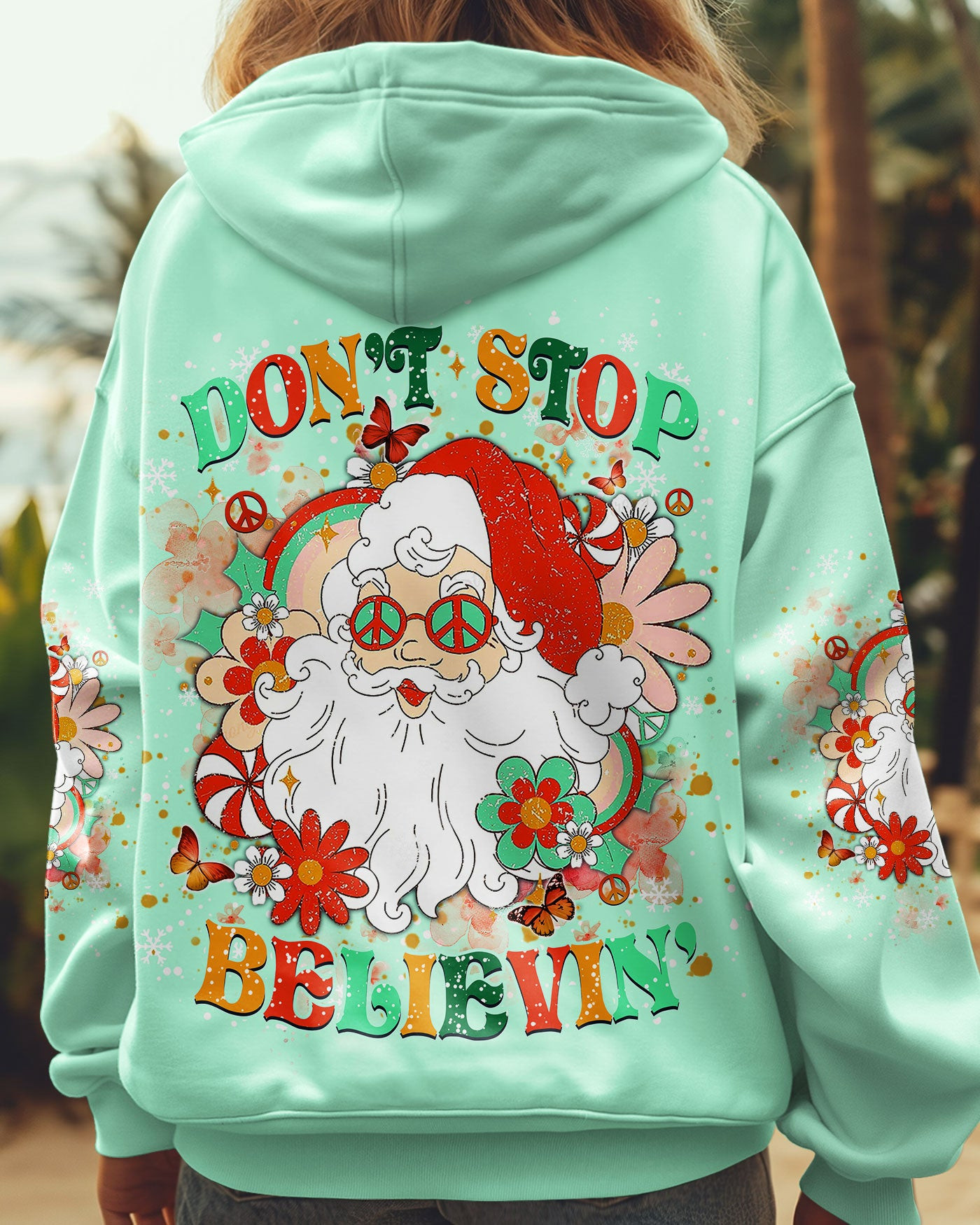 Christmas Don't Stop Believing Hoodie Hippie Merchandise Xmas Gifts For Santa Lovers