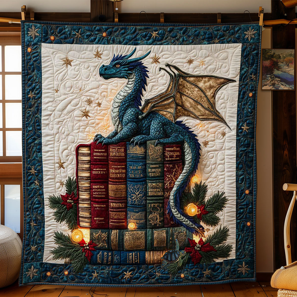 Christmas Dragon Tales Quilt Elegant Quilt Blanket Gift for Housewarming