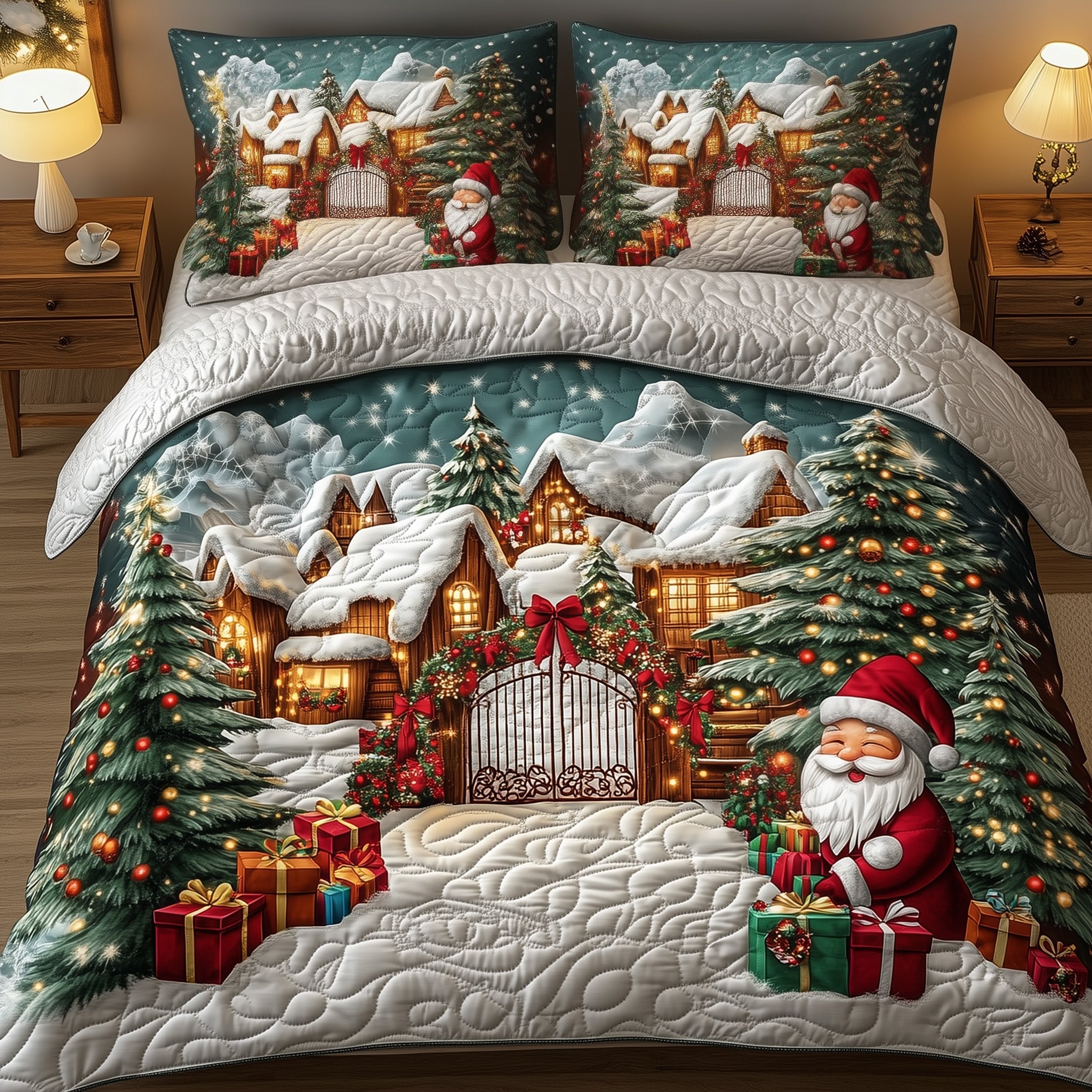 Christmas Dreamland Duvet Cover Set Easy To Clean Merch