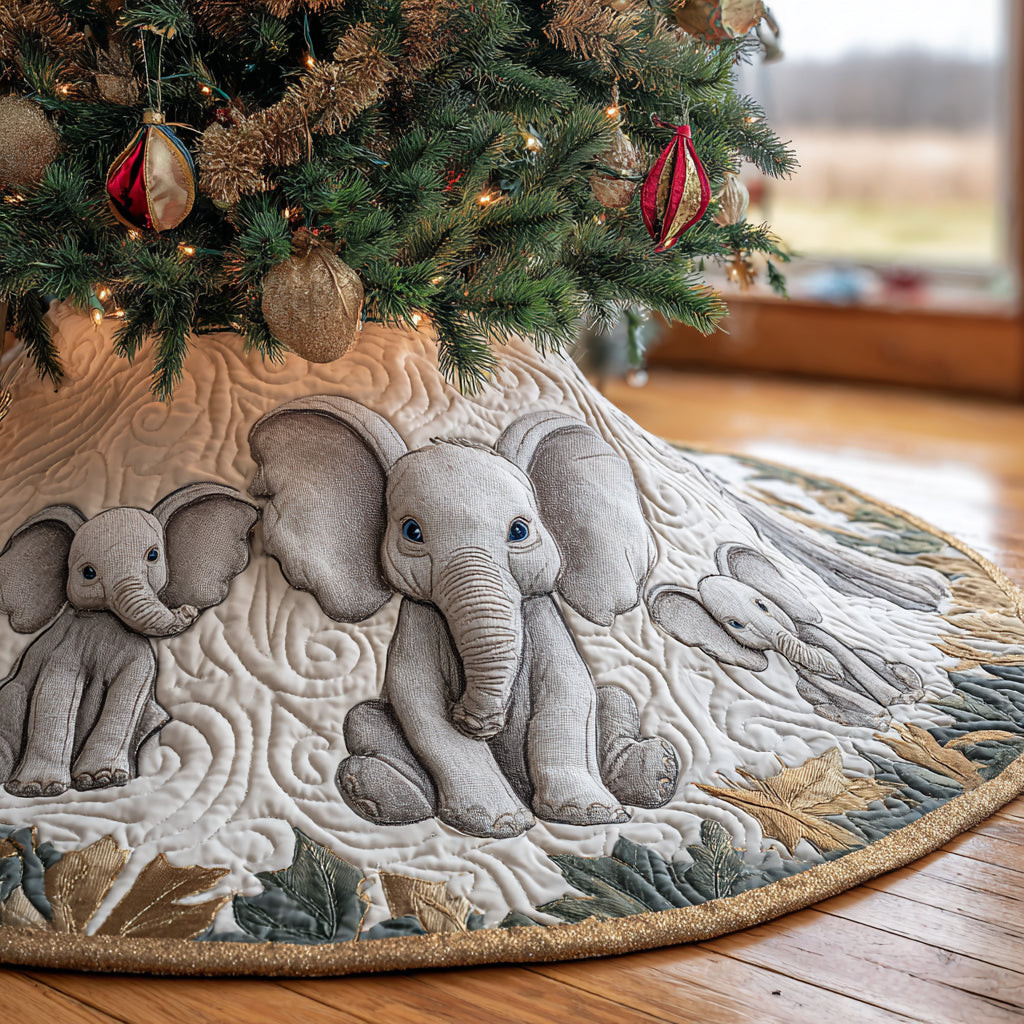 Christmas Elephant Christmas Quilted Tree Skirt Animal Design Christmas Decor Elephant Gifts