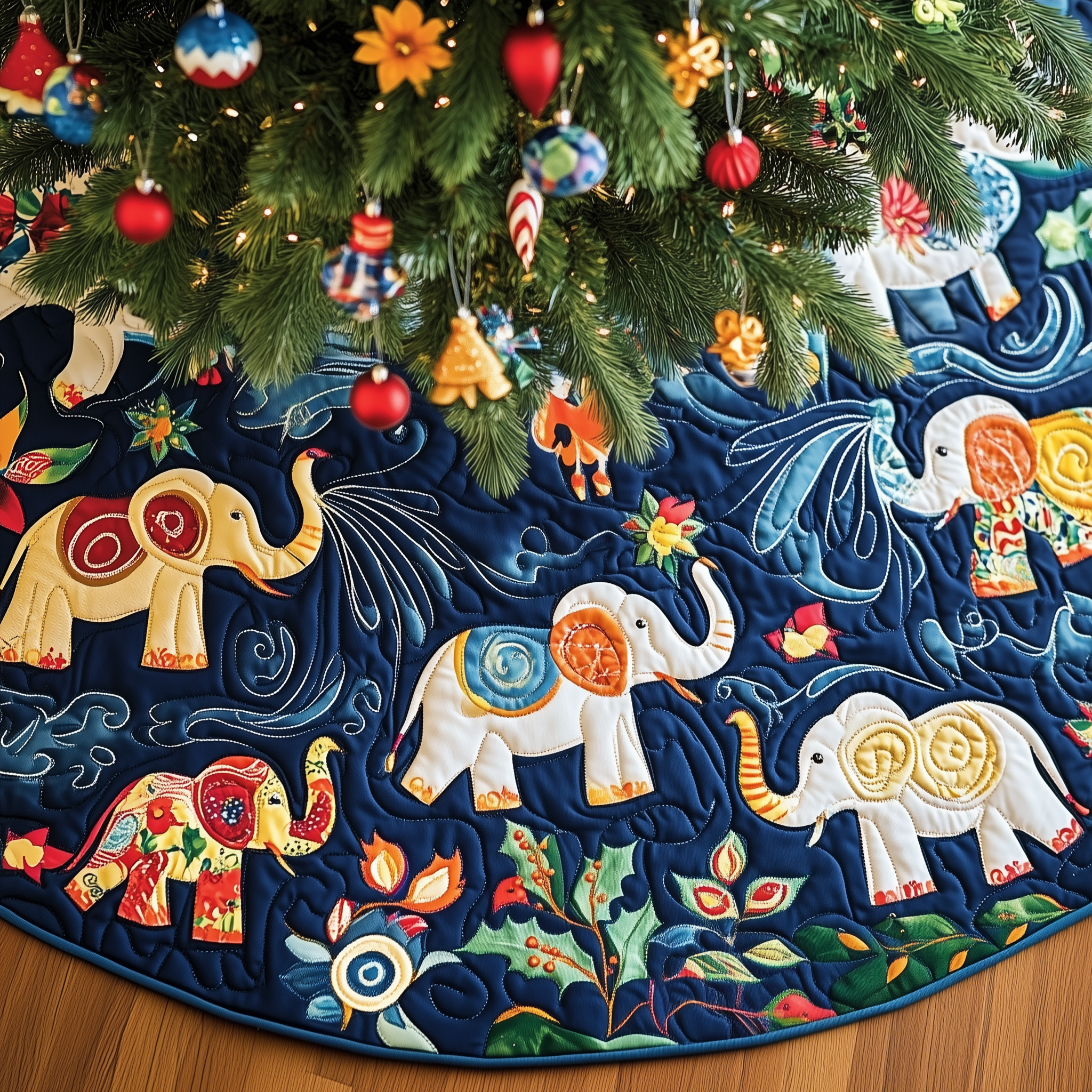 Christmas Elephant Quilted Tree Skirt Christmas Tree Surround Things To Get Nana For Christmas
