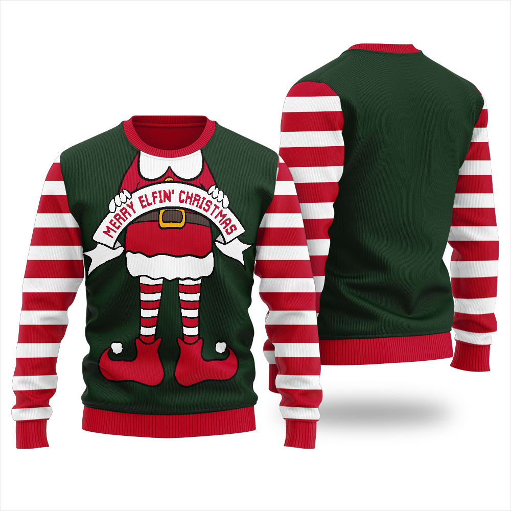 Christmas Elf Funny Christmas Sweater Perfect Gift Sweater for Friends and Family