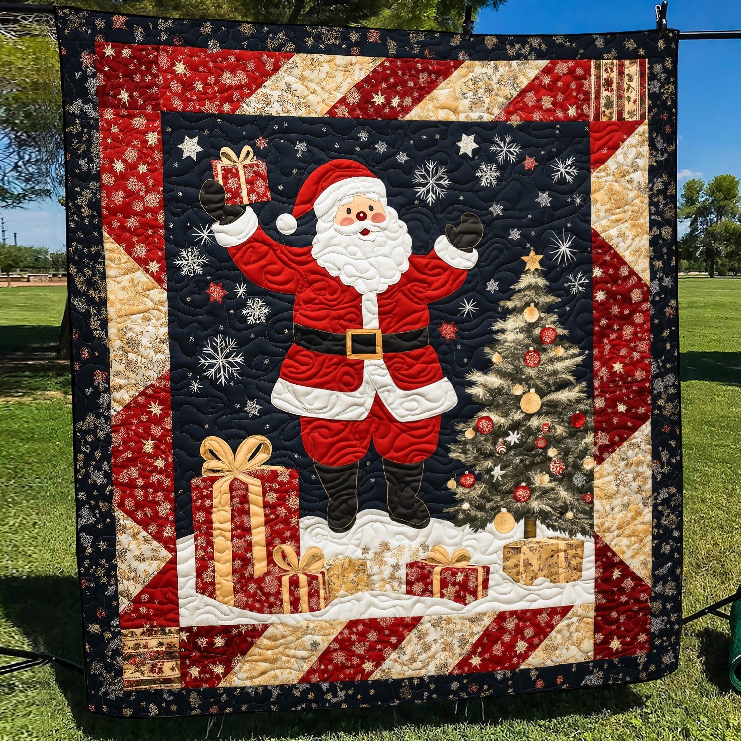 Christmas Eve Santa Quilted Blanket Romantic Christmas Gifts