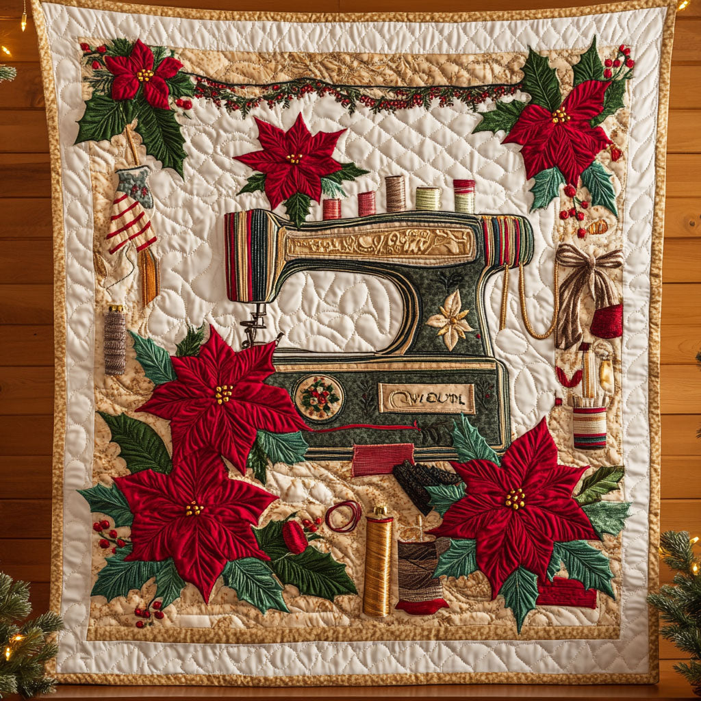Christmas Eve Sewing Machine Quilt Soft and Cozy Quilt Blanket for Comfortable Sleep